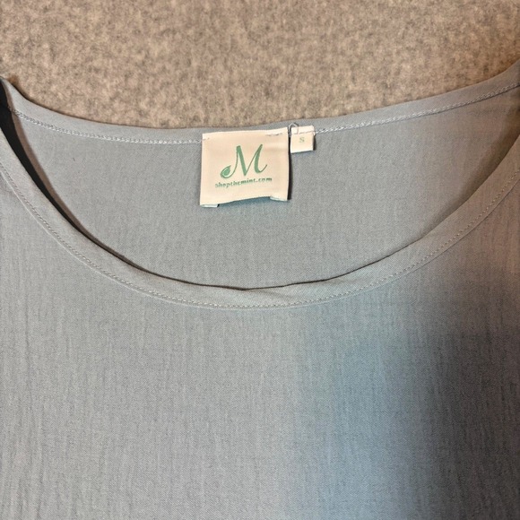 Mint Julep Light Blue Long‎ Sleeve Tie Waist Peplum Top Women's Small - Picture 3 of 10